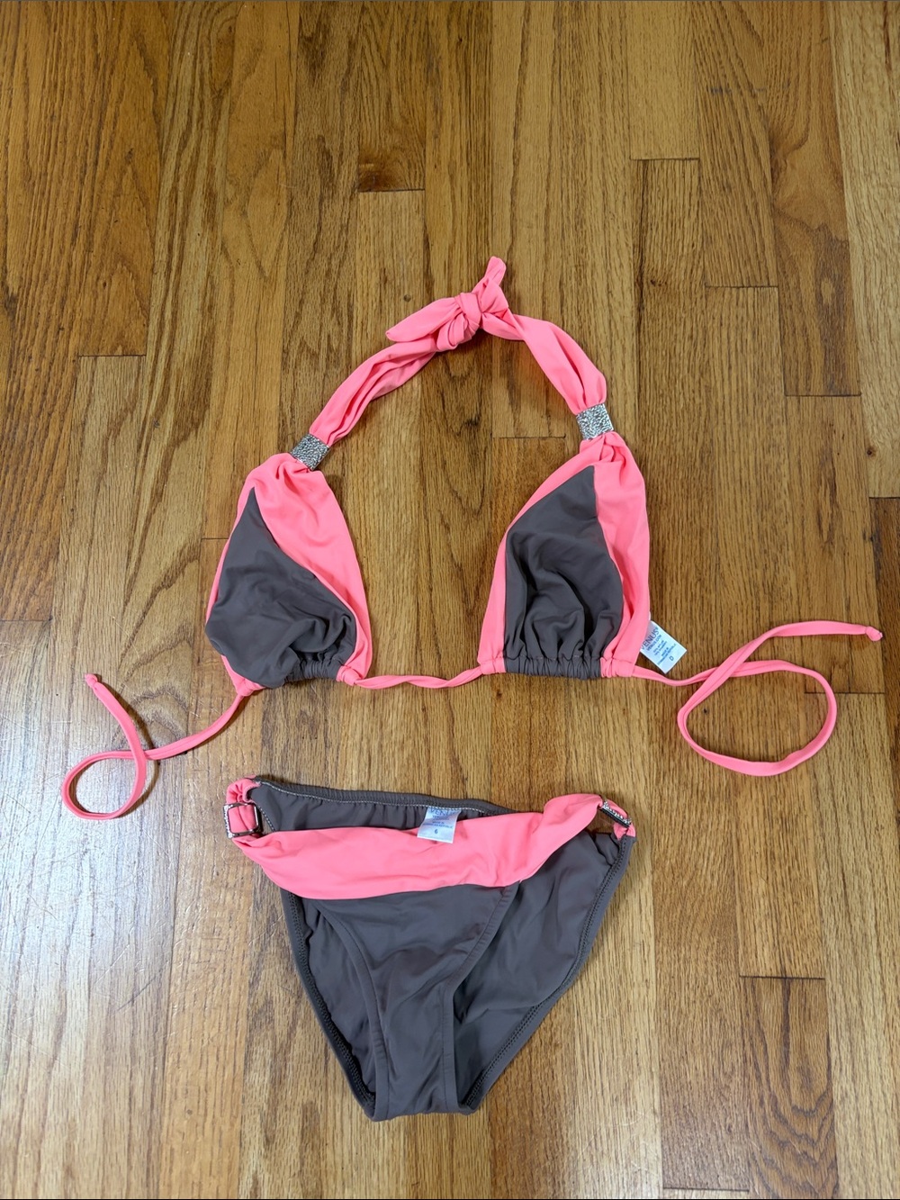 VENUS Coral and Brown Bikini Bottoms